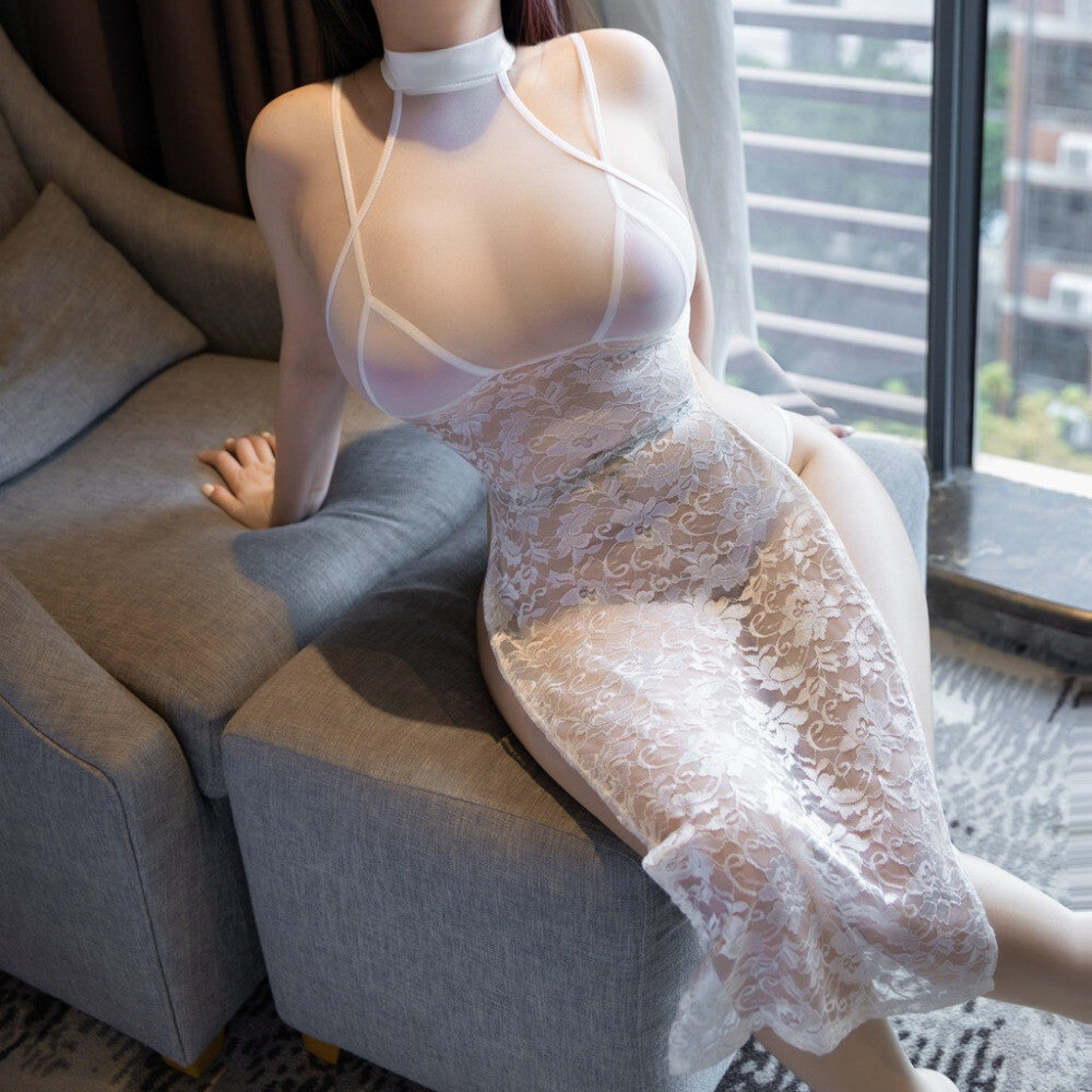 High Slit Lace Cheongsam Lingerie Dress