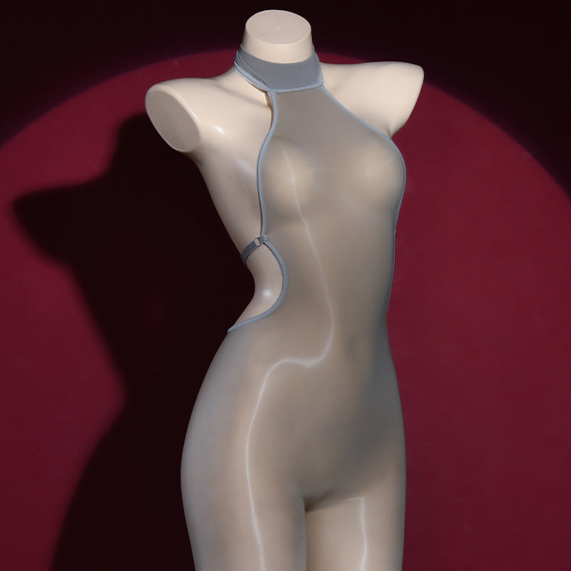 Glossy Sheer Backless Bodystocking