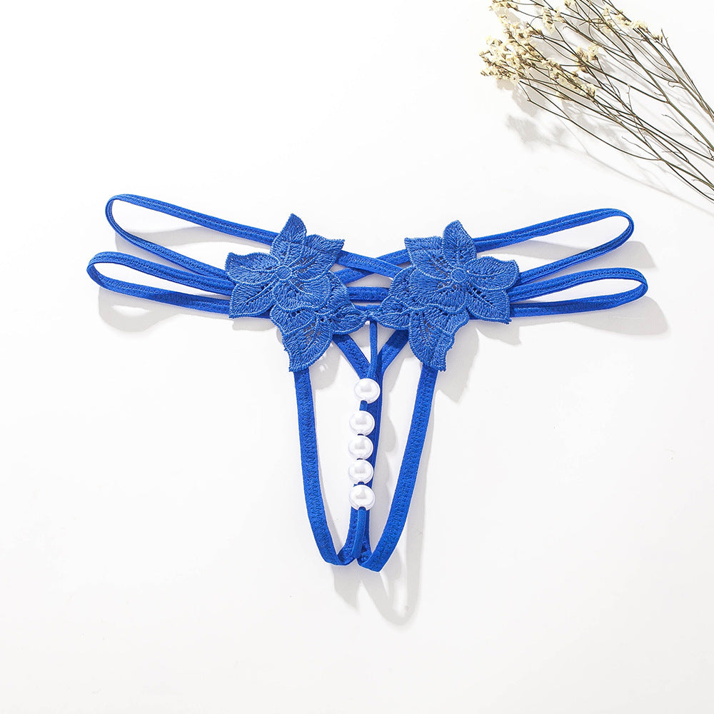 Pearl Lace Open Thong