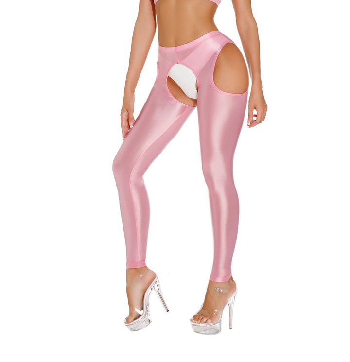 Sleek Open-Crotch Shiny Bodysuit Tights