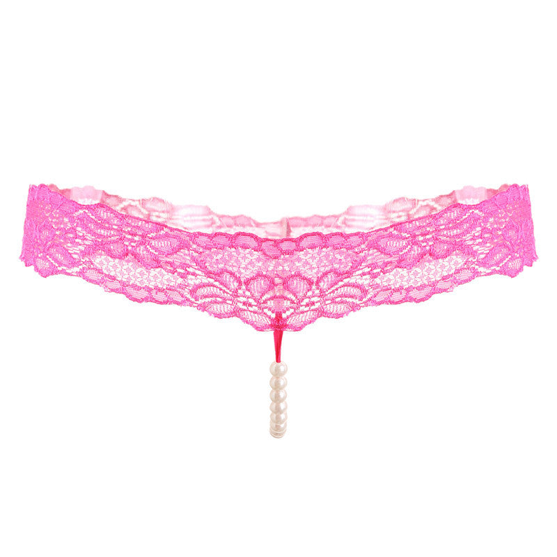 Sheer Lace Pearl Thong Panty