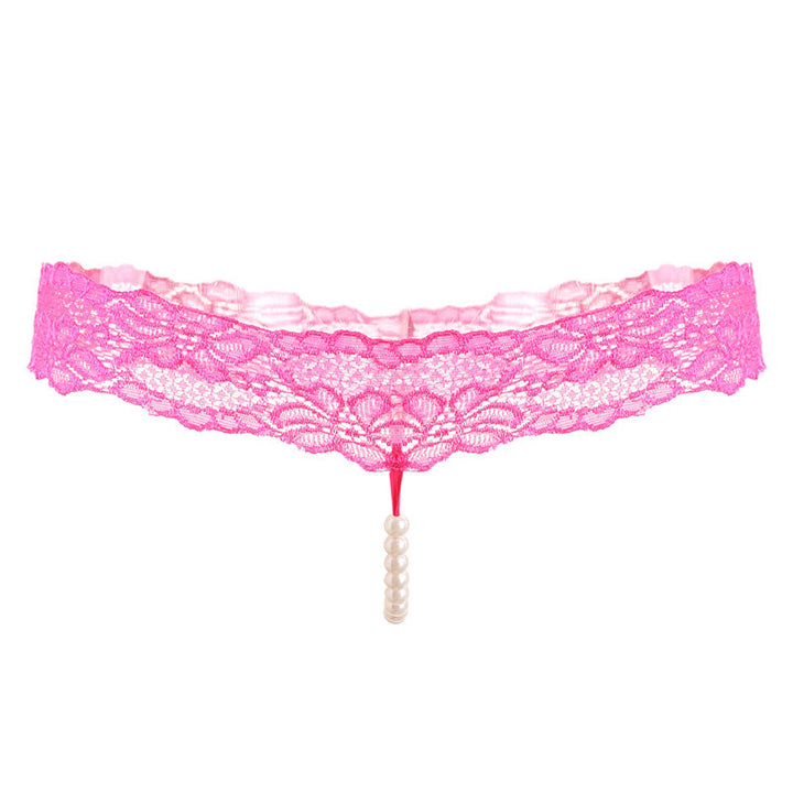 Sheer Lace Pearl Thong Panty
