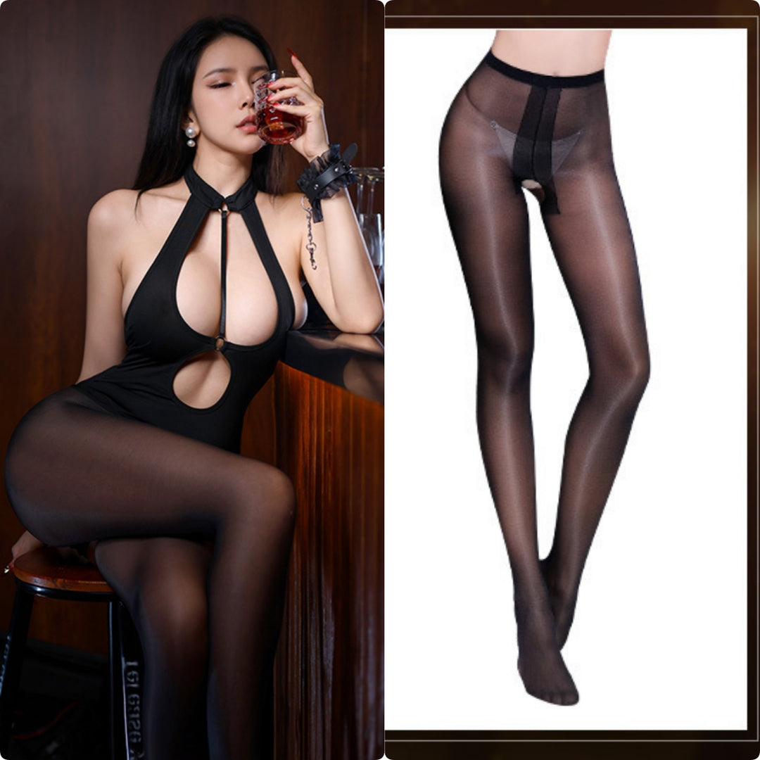 Strappy Halter Crotchless Bodysuit
