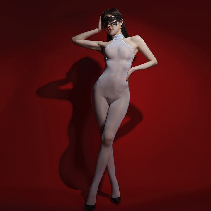 Glossy Sheer Backless Bodystocking