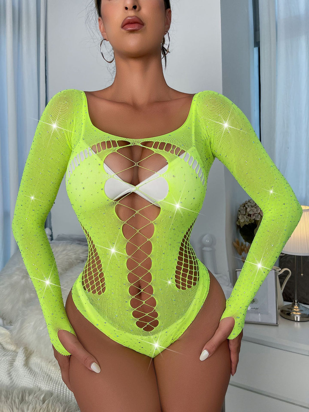 Sparkly Mesh One-Piece Bodysuit