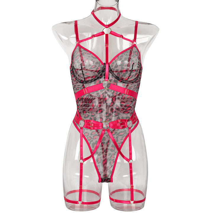 Leopard Mesh Strappy Bodysuit