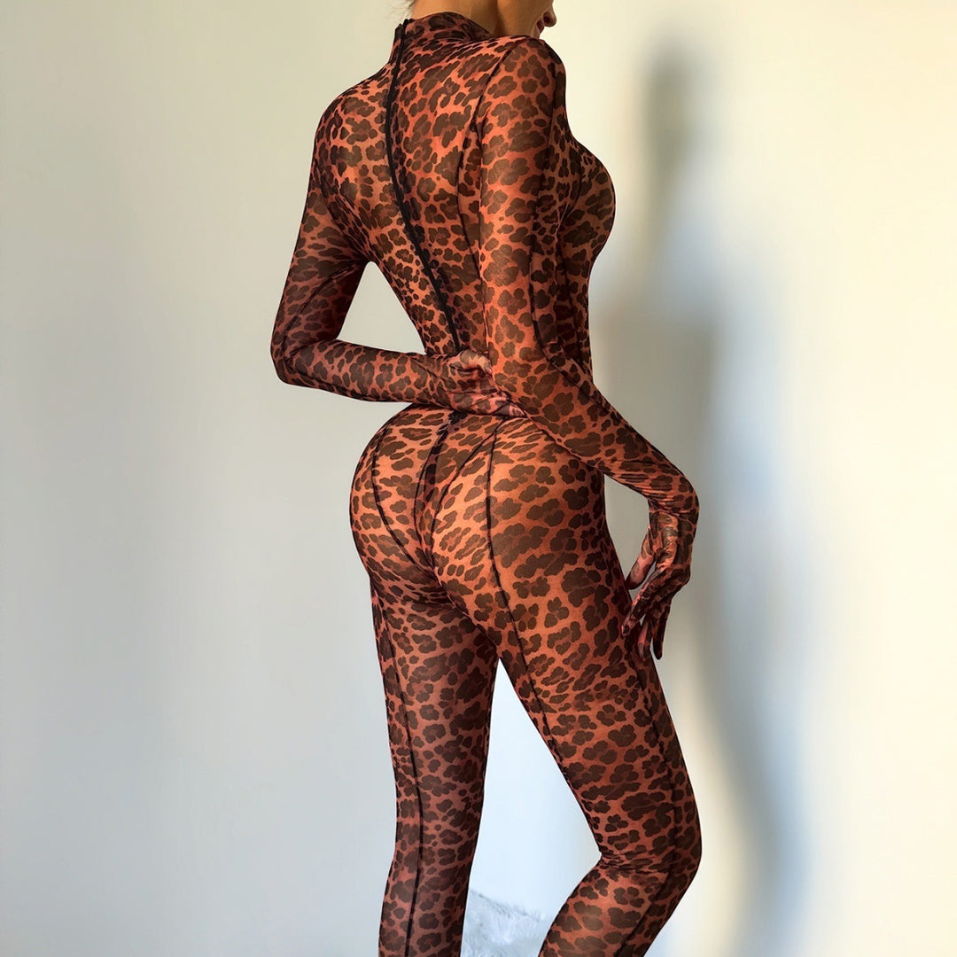 Sheer Leopard Print Catsuit