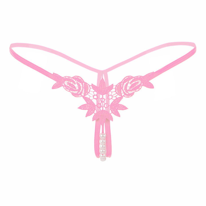 Pearl Play Embroidered Crotchless Thong