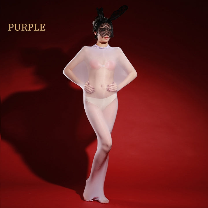 Glossy Sheer Full-Body Encasing Stocking Bodysuit