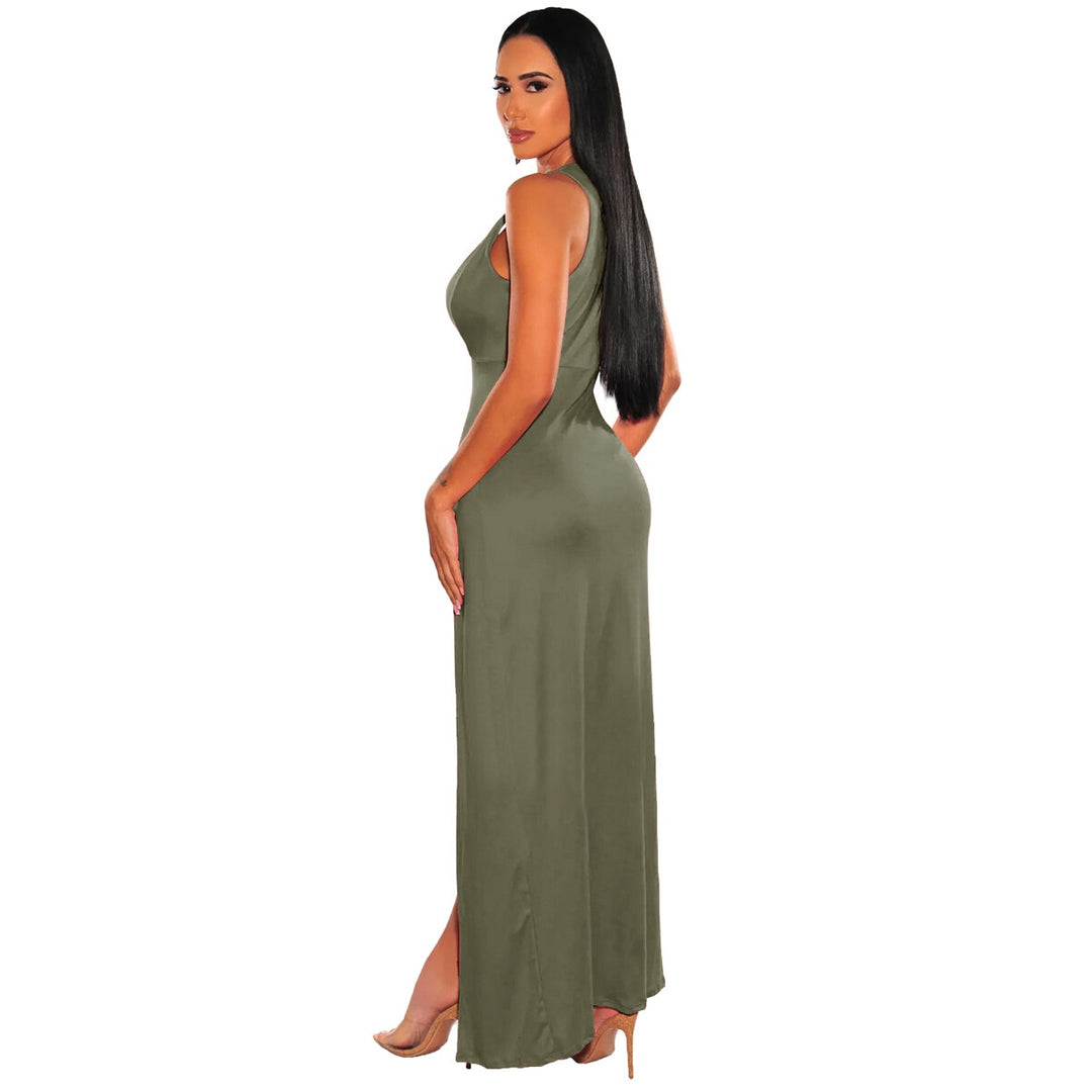 Deep V Plunge High Slit Maxi Dress