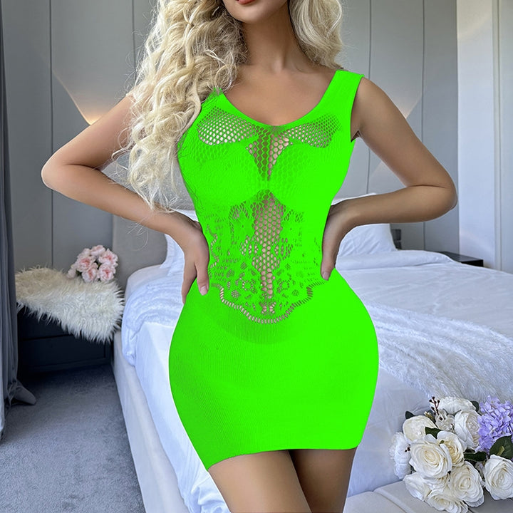 Floral Mesh Cutout Mini Dress