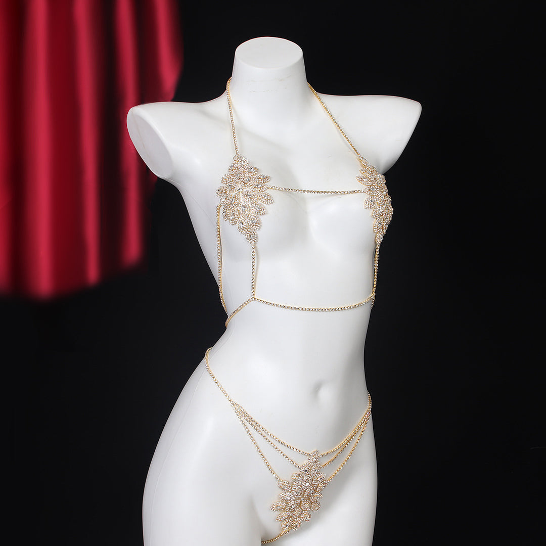Luxury Rhinestone Body Chain Lingerie Set