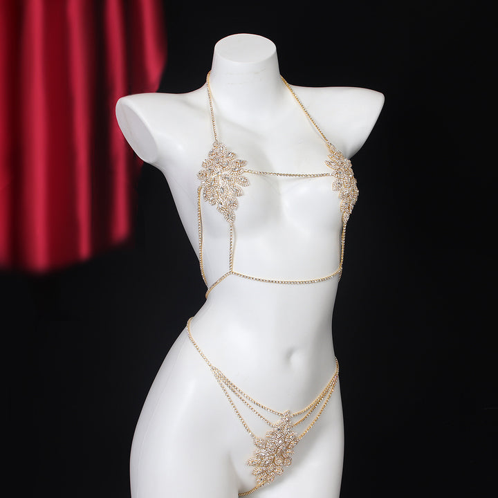 Luxury Rhinestone Body Chain Lingerie Set