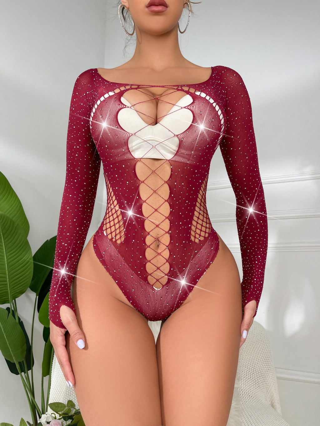 Sparkly Mesh One-Piece Bodysuit