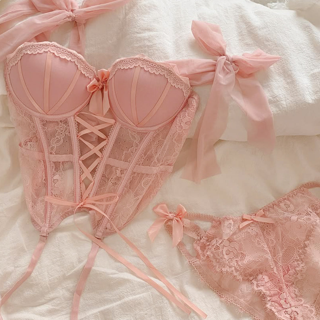 Lace Temptation Corset Lingerie Set