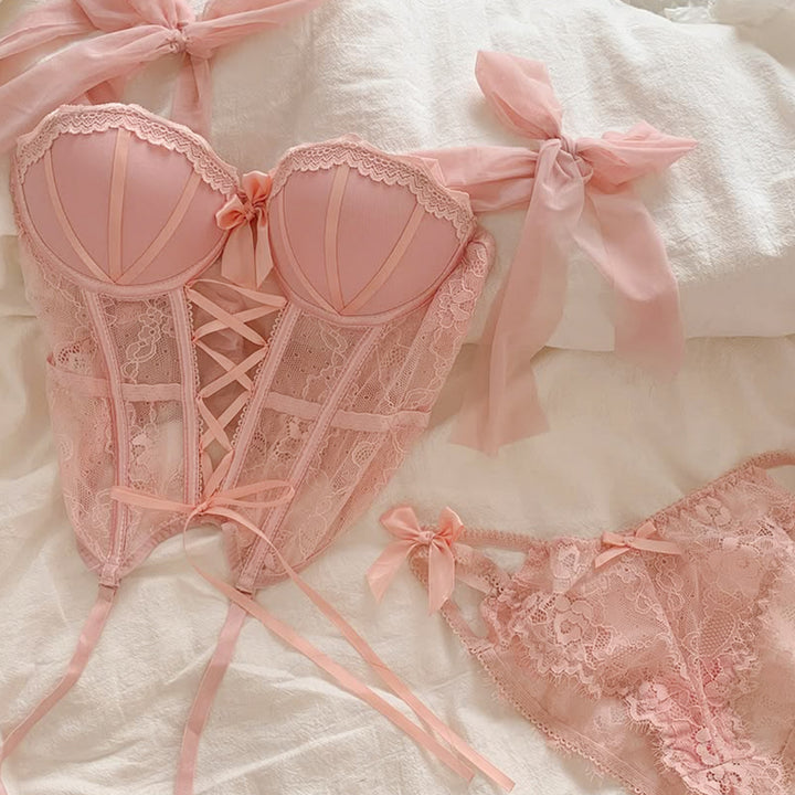 Lace Temptation Corset Lingerie Set