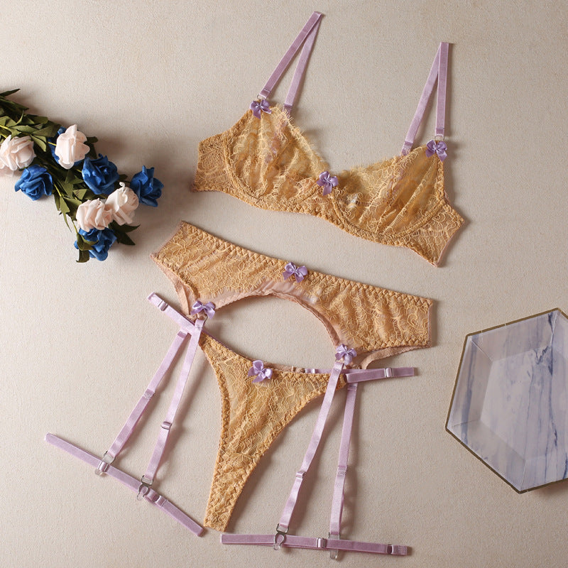 Lace Bow Garter Lingerie Set