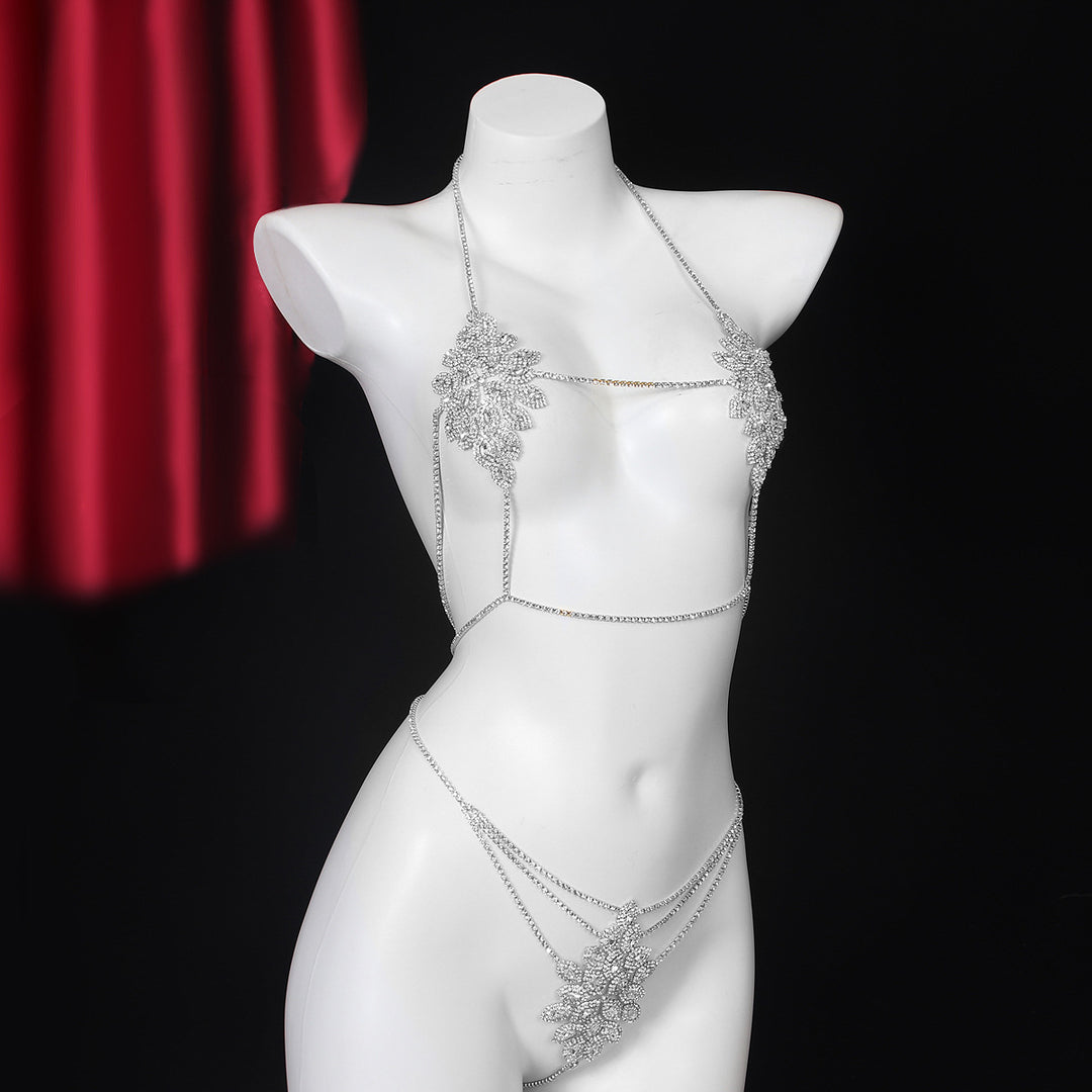 Luxury Rhinestone Body Chain Lingerie Set