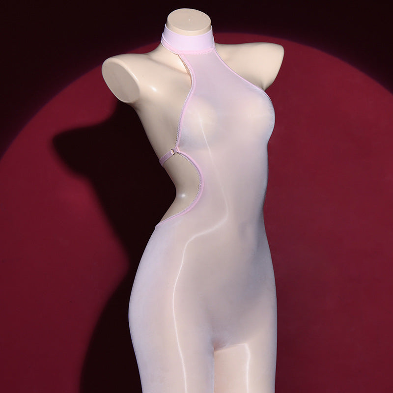 Glossy Sheer Backless Bodystocking