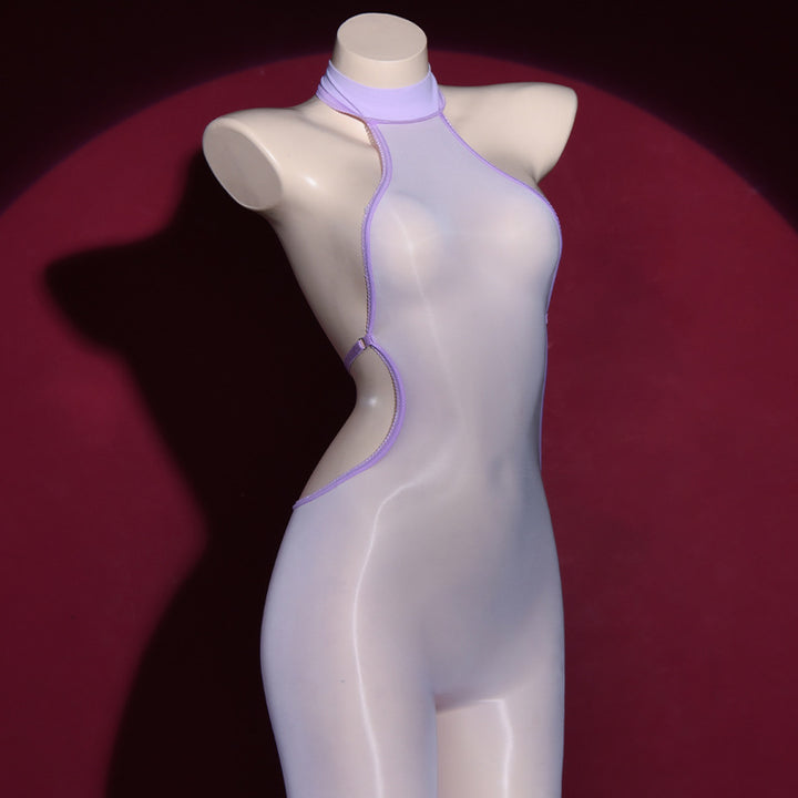 Glossy Sheer Backless Bodystocking