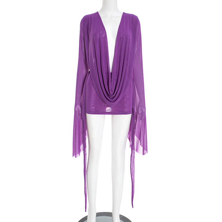 Moonlit Drape Backless Mini Dress