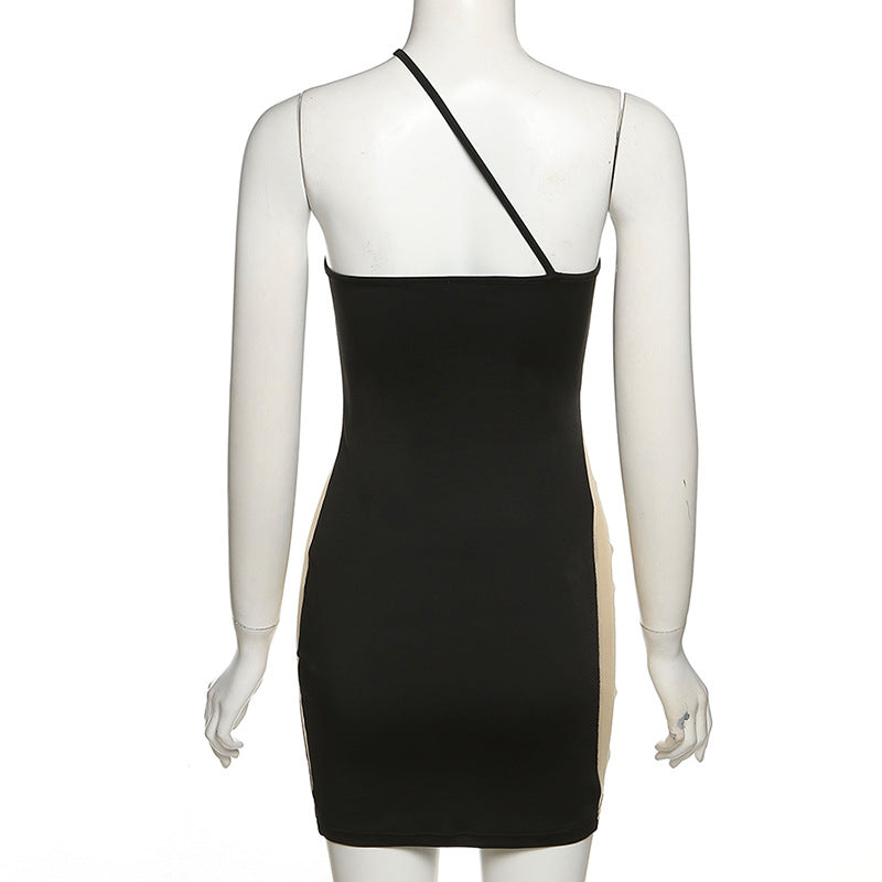 One-Shoulder Sheer Mesh Cutout Mini Dress
