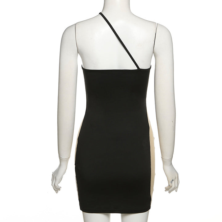 One-Shoulder Sheer Mesh Cutout Mini Dress