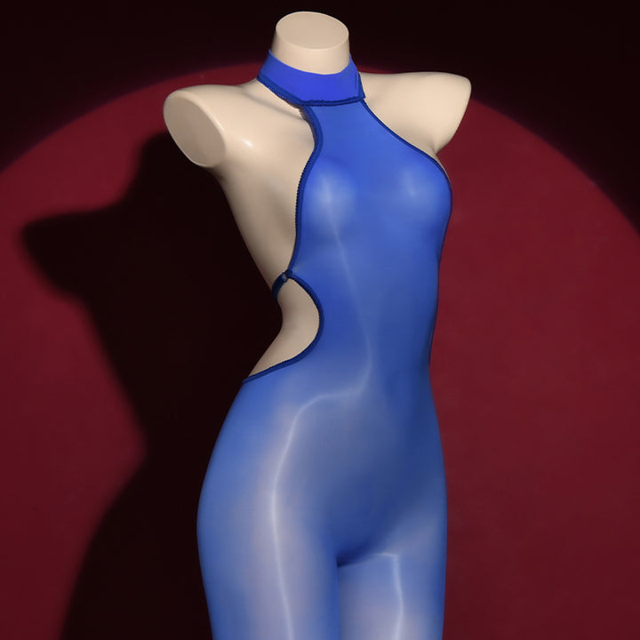 Glossy Sheer Backless Bodystocking