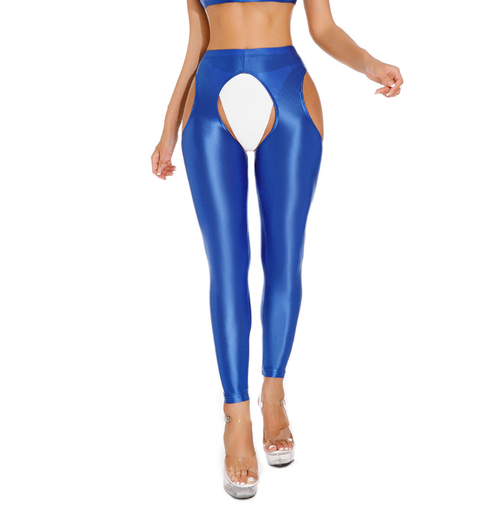 Sleek Open-Crotch Shiny Bodysuit Tights