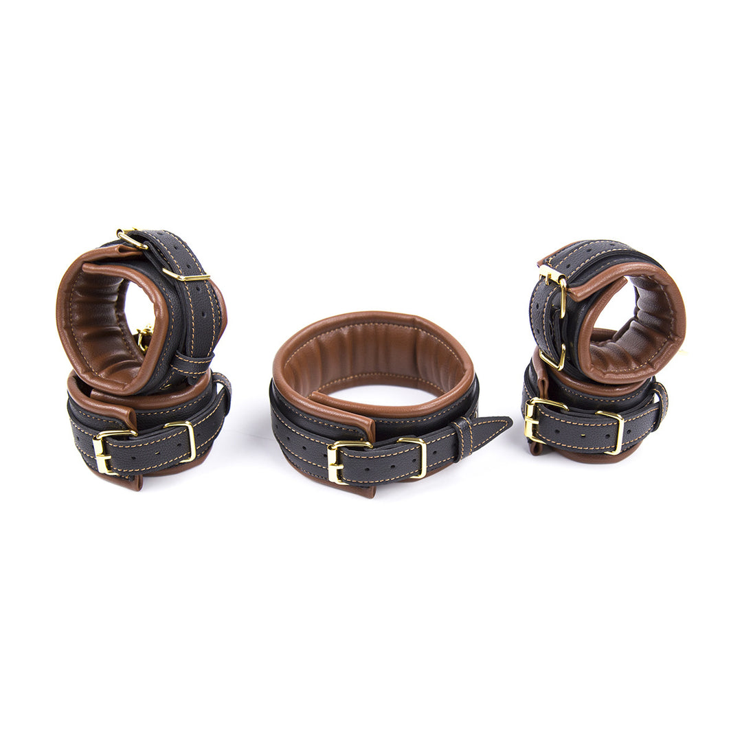 Luxury Leather BDSM Handcuffs Set