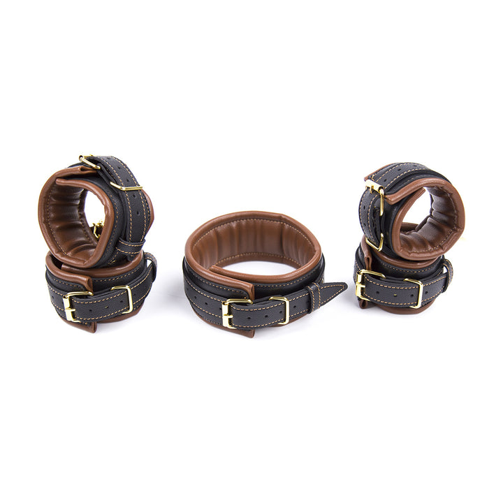 Luxury Leather BDSM Handcuffs Set