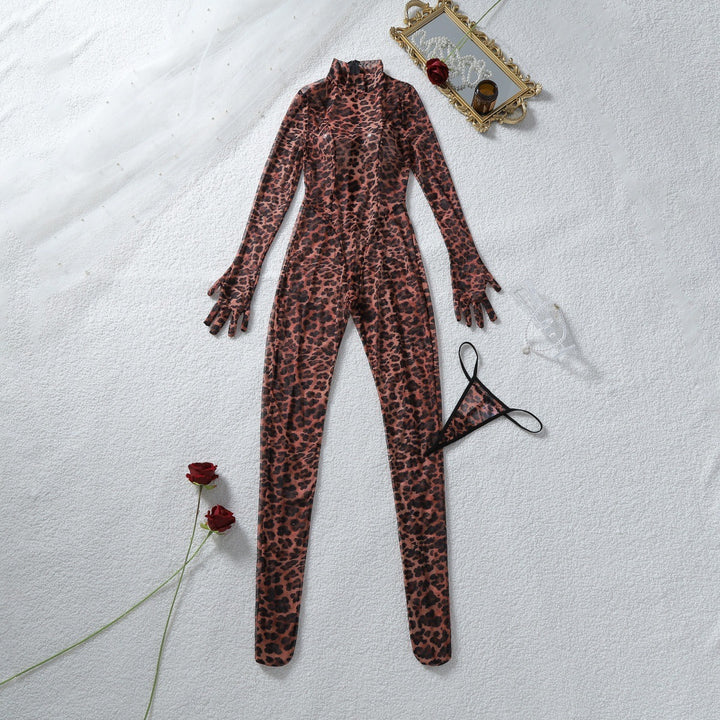 Sheer Leopard Print Catsuit