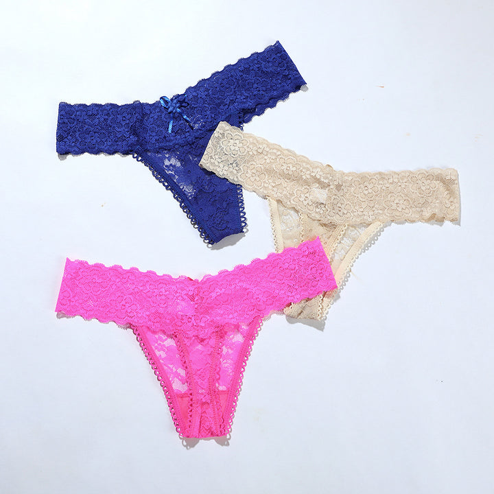Floral Lace Mid-Rise Thong