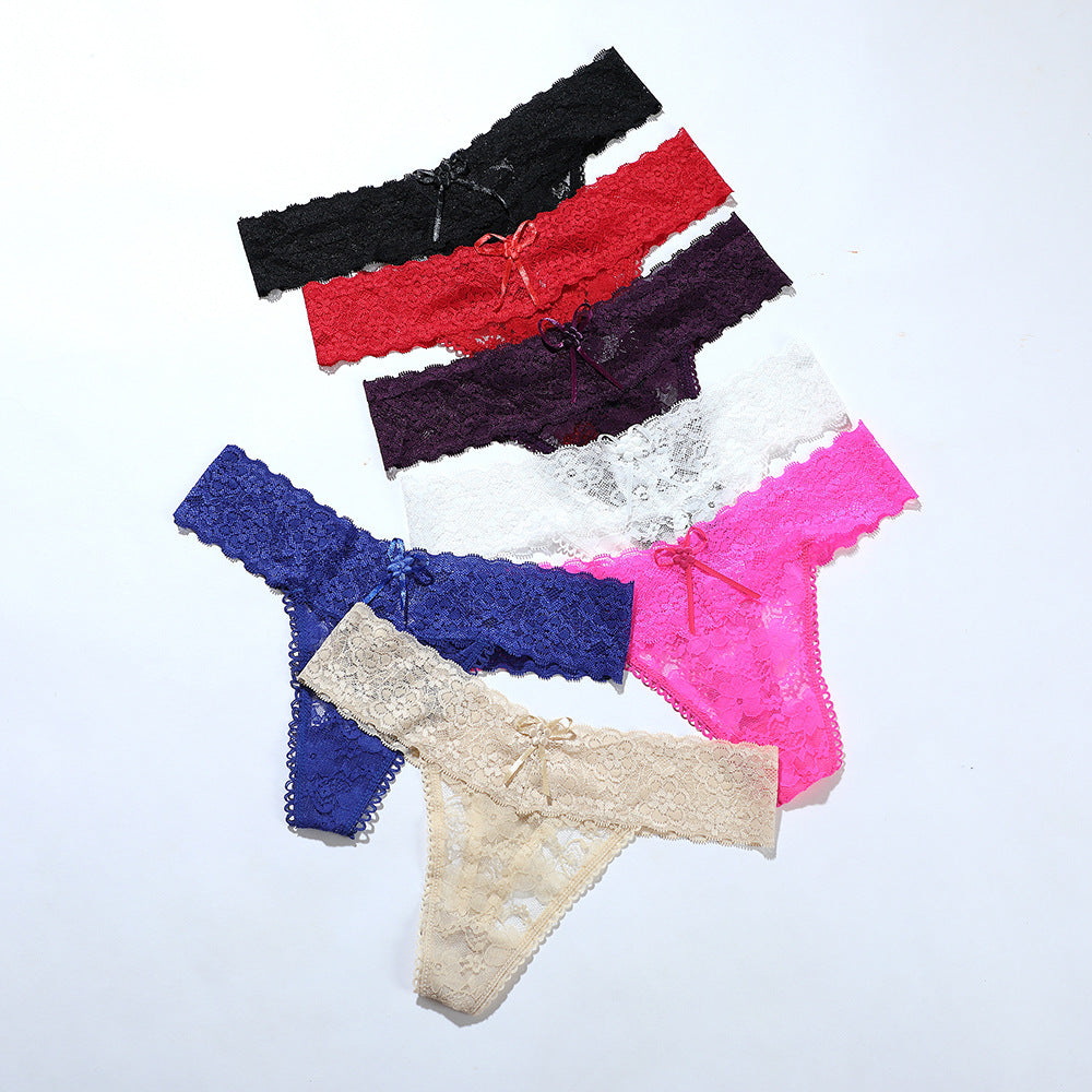 Floral Lace Mid-Rise Thong