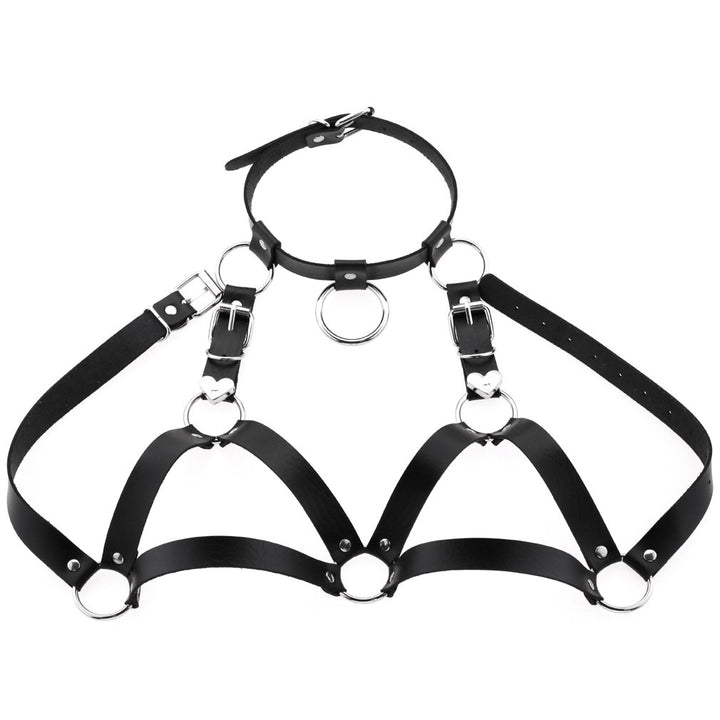 Leather Harness Choker Bondage Belt Set