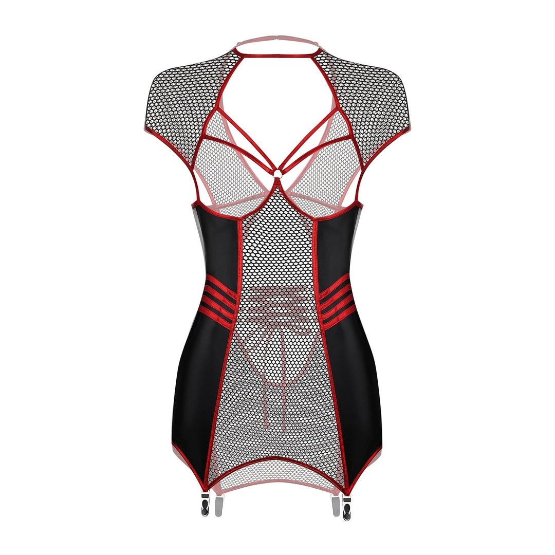 Cutout Fishnet Leather Sculpting Dress Set