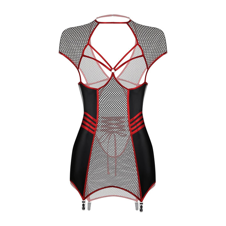 Cutout Fishnet Leather Sculpting Dress Set