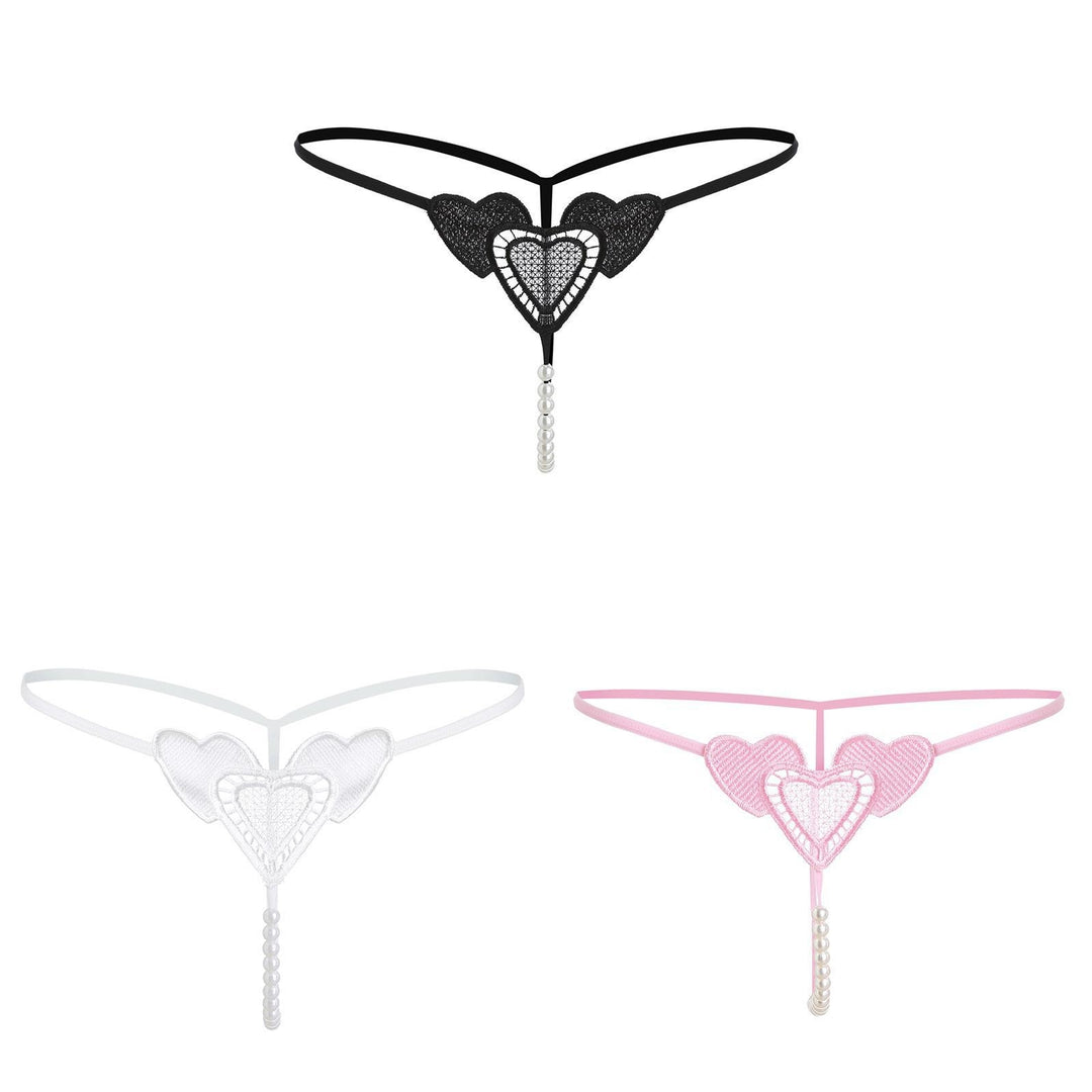 Heart Lace Pearl Thong