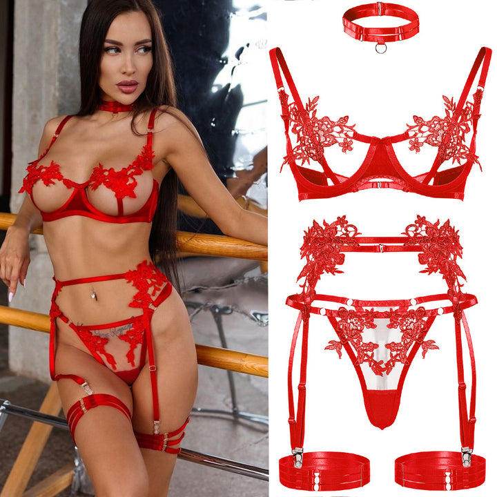 Floral Sheer Lace Harness Set