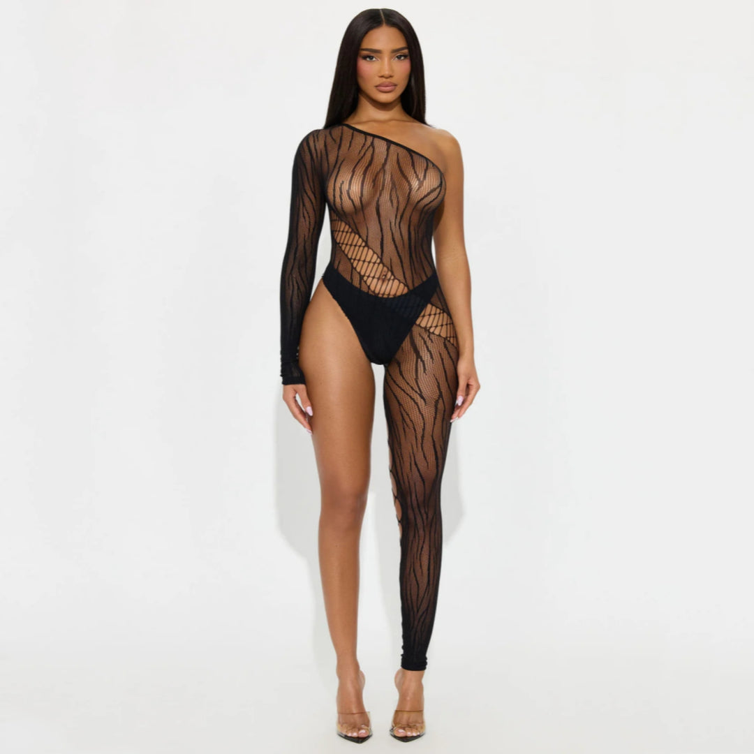 Seductive One Shoulder Cutout Bodystocking
