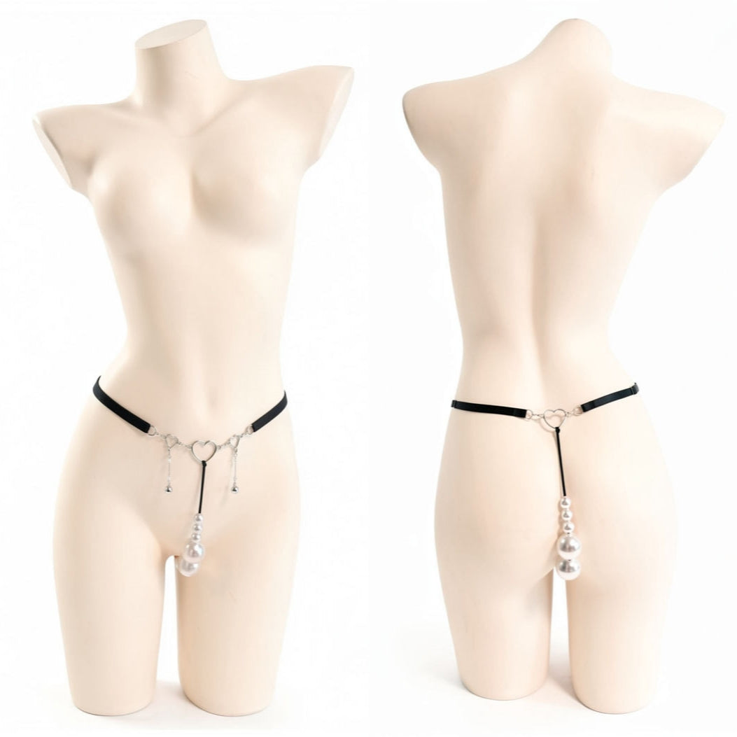 Large Pearl Crotchless Thong