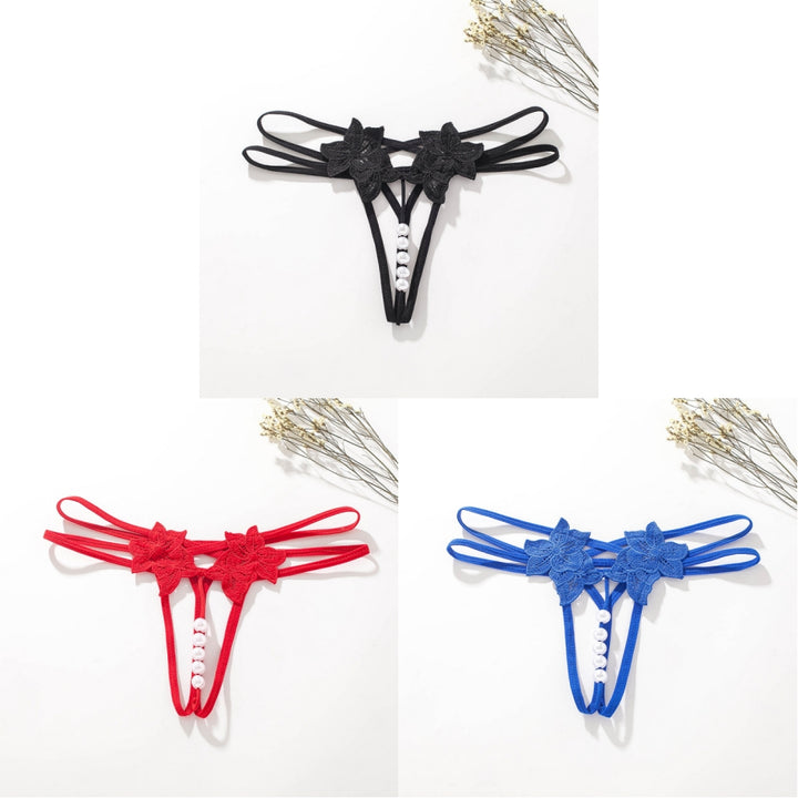 Pearl Lace Open Thong