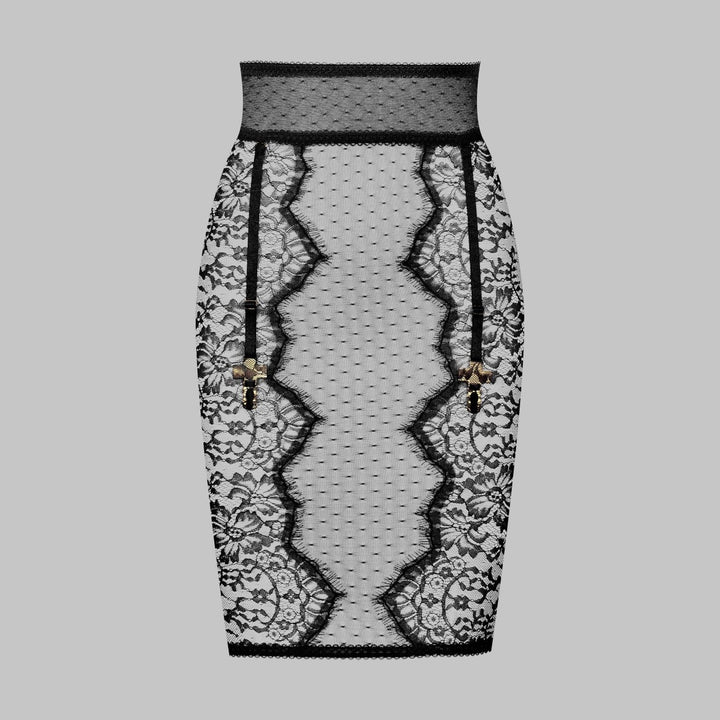 Sheer Lace Underwire Skirt Lingerie Set