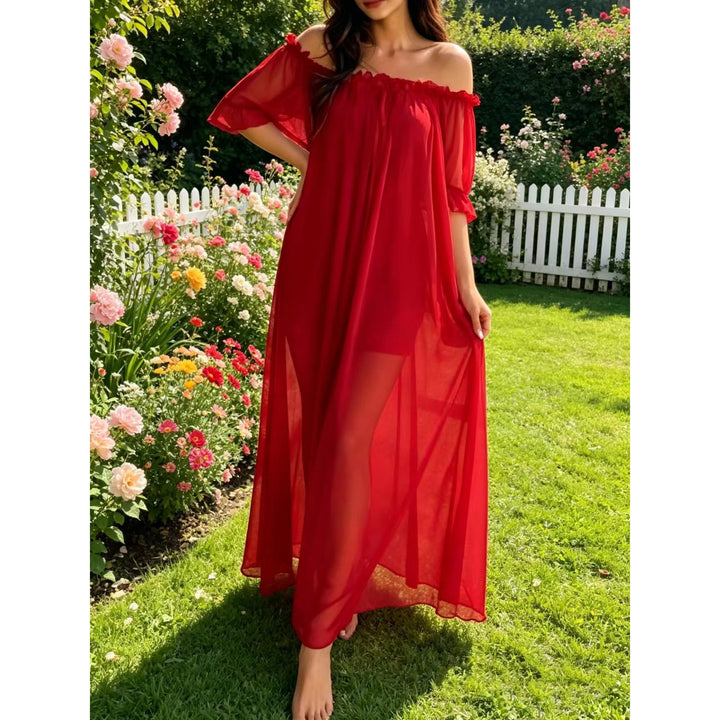 Sheer Ruffle Maxi Slip Dress