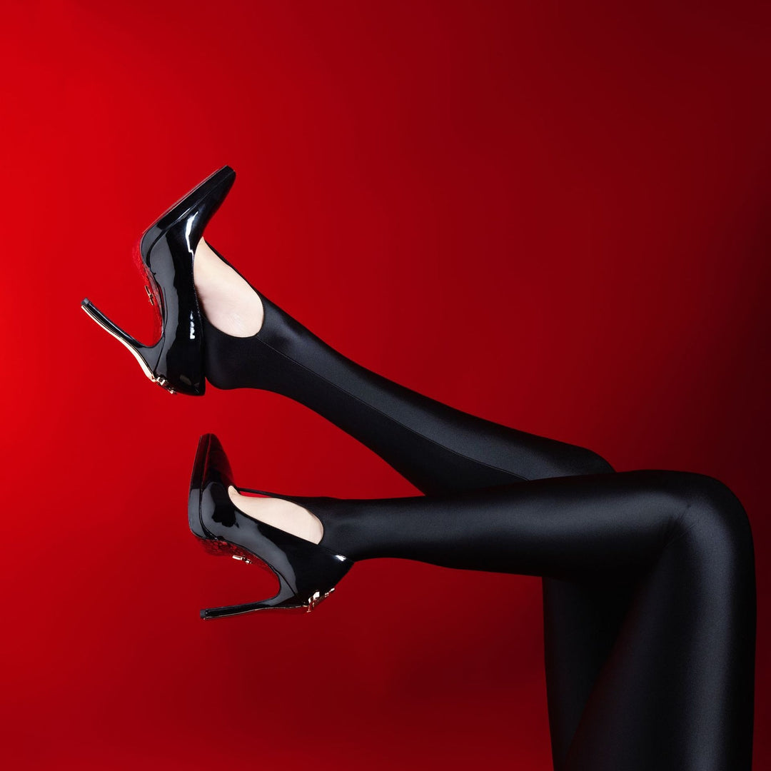 Glossy Stirrup High-Waist Pantyhose