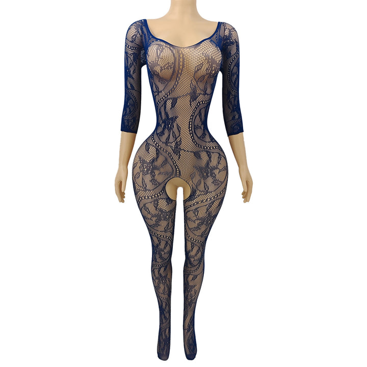 Sheer Jacquard Open Crotch Bodysuit