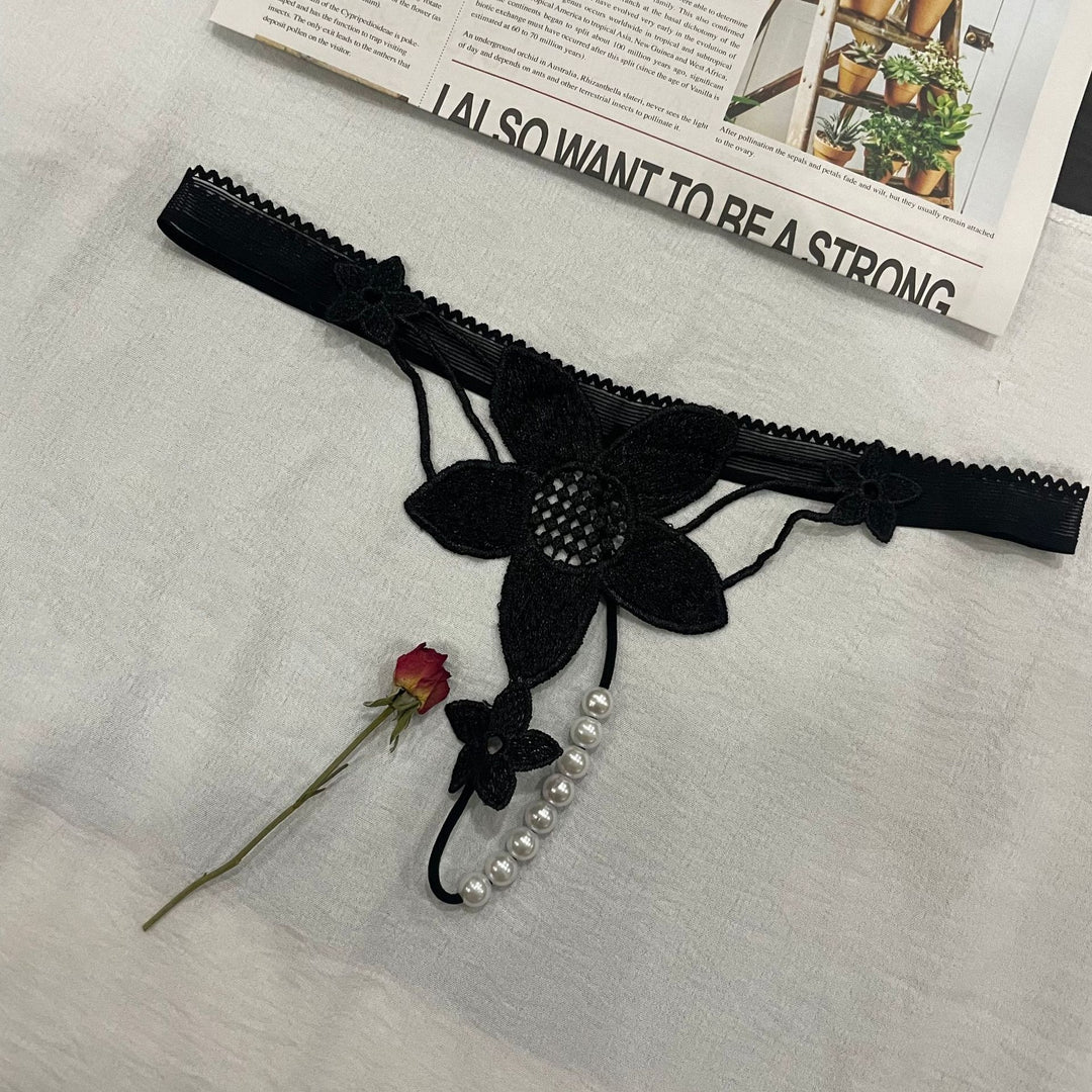 Pearl Flower Lace Thong