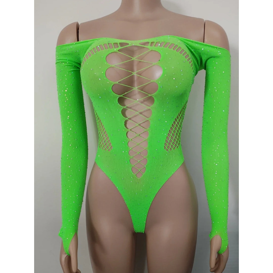 Sparkly Mesh One-Piece Bodysuit