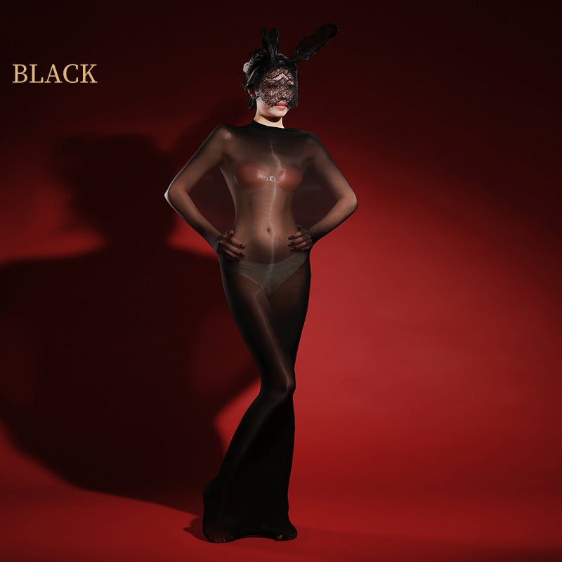 Glossy Sheer Full-Body Encasing Stocking Bodysuit