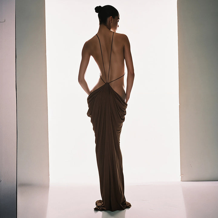 Seductive Cutout Open Back Maxi Dress